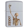 Zippo Lighter - Skeleton Holding Zippo Satin Chrome - Lighter USA