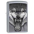 Zippo Lighter - Snarling Wolf Satin Chrome - Lighter USA