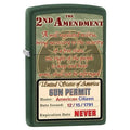 Zippo Lighter - 2nd Amendment Gun Permit Green Matte - Lighter USA