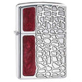 Zippo Lighter - Bloodstone Deep Carved Walled Armor High Polish Chrome - Lighter USA