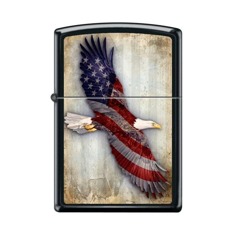 Zippo Lighter - USA Soaring Eagle Black Matte - Lighter USA