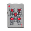 Zippo Lighter - Monkeys 5 of Hearts Brushed Chrome - Lighter USA