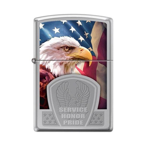 Zippo Lighter - Service Honor Pride High Polish Chrome - Lighter USA