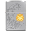 Zippo Lighter - Sun & Moon Hi Polish Chrome - Lighter USA