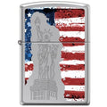 Zippo Lighter - Statue of Liberty American Flag Hi Polished Chrome - Lighter USA