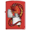 Zippo Lighter - Dragon & Zippo Red Matte - Lighter USA