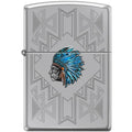 Zippo Lighter - Indian Headdress High Polish Chrome - Lighter USA