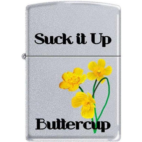 Zippo Lighter - Suck It Up Buttercup Satin Chrome - Lighter USA