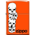 Zippo Lighter - Skulls Stacked With Logo Neon Orange - Lighter USA