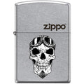 Zippo Lighter - Biker Skull With Logo Street Chrome - Lighter USA