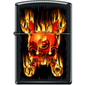 Zippo Lighter - Skull Flaming Wrenched Black Matte - Lighter USA