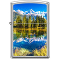 Zippo Lighter - Snow Capped Mountains Satin Chrome - Lighter USA