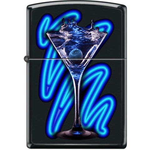 Zippo Lighter - Neon Martini Black Matte - Lighter USA