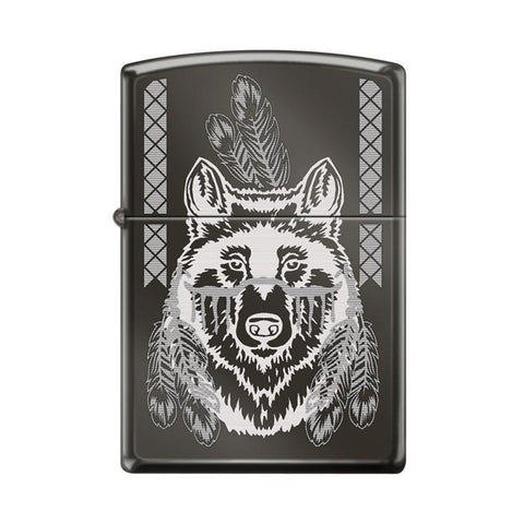 Zippo Lighter - Indian Wolf Black Ice - Lighter USA