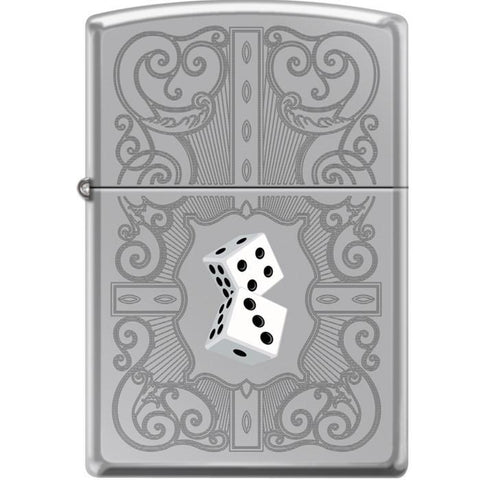 Zippo Lighter - Dazzling Dice In White High Polished Chrome - Lighter USA