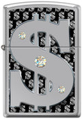 Zippo Lighter - Money w/ Swarovski Crystals High Polish Chrome - Lighter USA