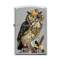 Zippo Lighter - Steampunk Owl Brushed Chrome - Lighter USA