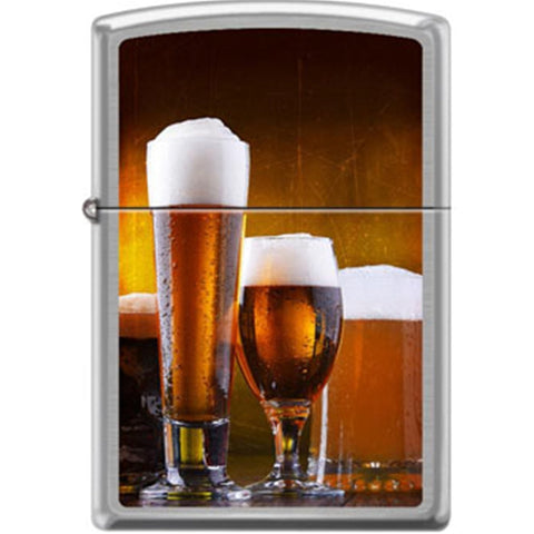 Zippo Lighter - Craft Beer Glasses Brushed Chrome - Lighter USA