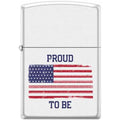 Zippo Lighter - Proud To Be American Flag White Matte - Lighter USA