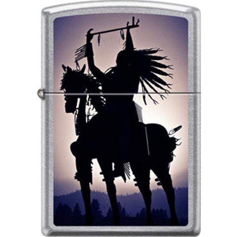 Zippo Lighter - Indian on Horse Street Chrome - Lighter USA