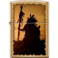 Zippo Lighter - Indian Silhouette Brushed Brass - Lighter USA