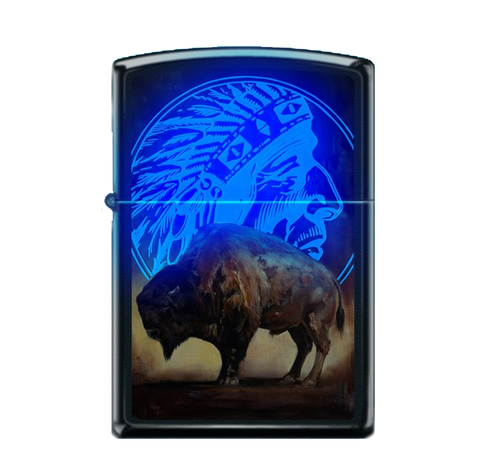 Zippo Lighter - Black Light Bison - Lighter USA