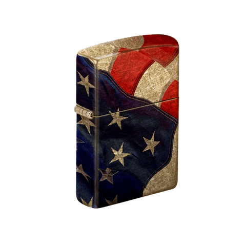 Zippo Lighter - All over American Flag Brass Finish - Lighter USA