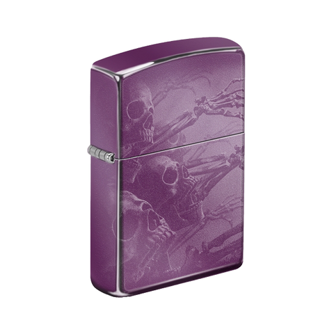 Zippo Lighter - Zombie Skeletons Purple Finish - Lighter USA