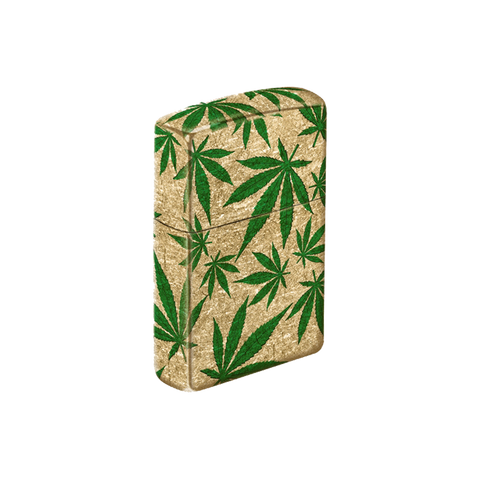 Zippo Lighter - Cannabis Brass Finish - Lighter USA