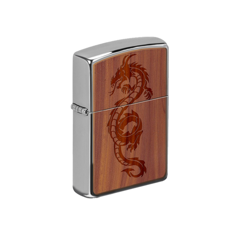 Zippo Lighter - Woodchuck Dragon on Cedar - Lighter USA