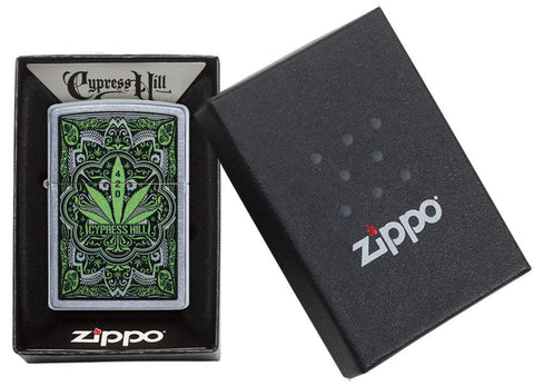 Zippo Lighter - 420 Cypress Hill Leaf Street Chrome