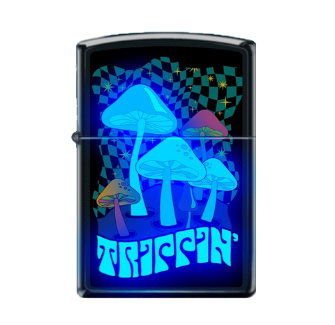 Zippo Lighter - Black Light Trippin' Mushrooms - Lighter USA