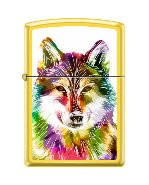 Zippo Lighter - Neon Multi-Color Wolf - Lighter USA