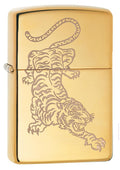 Zippo Lighter - Fierce Tiger High Polish Brass - Lighter USA