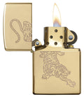 Zippo Lighter - Fierce Tiger High Polish Brass - Lighter USA