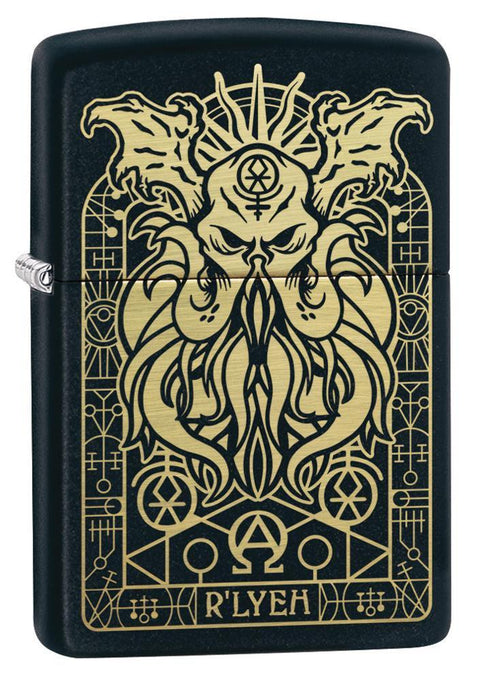 Zippo Lighter - R'lyeh Sea Monster Design Black Matte - Lighter USA