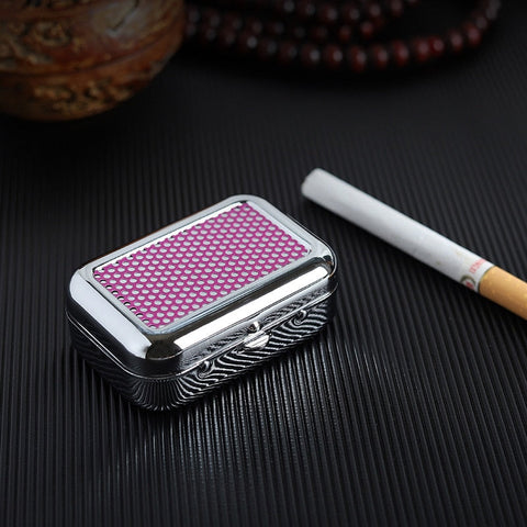 Ashtray with Lockable Lid Portable Metal Desktop Ash Case Outdoor Pocket Ashtray - Lighter USA