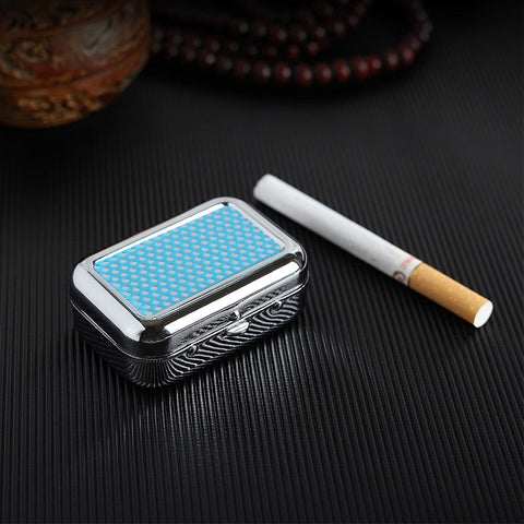 Ashtray with Lockable Lid Portable Metal Desktop Ash Case Outdoor Pocket Ashtray - Lighter USA