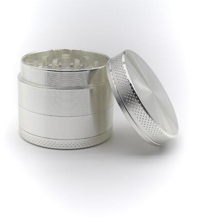 1" 4-Piece Magnetized Herbal Grinder - Silver - Lighter USA