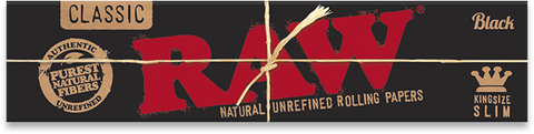 RAW Black Kingsize Slim Rolling Papers - Lighter USA