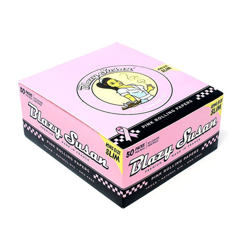 Blazy Susan King Size Slim Pink Rolling Papers - Lighter USA