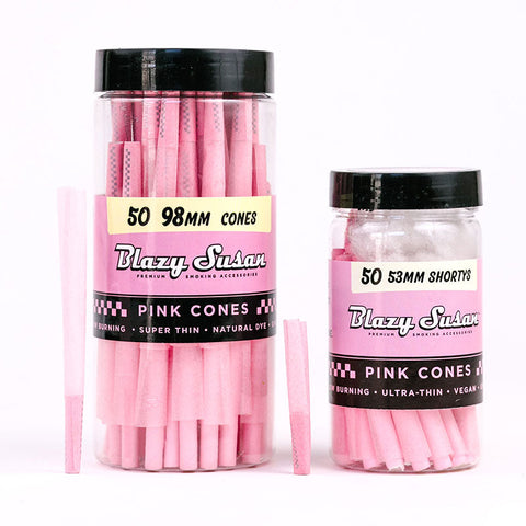 Blazy Susan Shorty Pink Pre Rolled Cones - 50 Count - Lighter USA