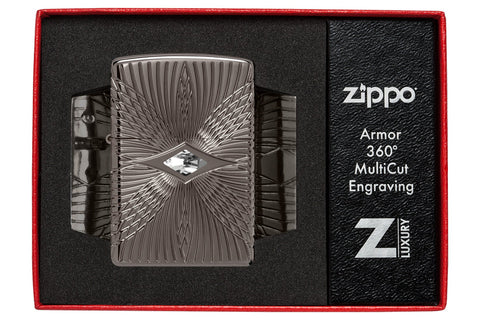 Zippo Lighter - Symmetrical Multicut with Crystal