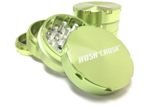 Hush Crush 2" 4-Piece Magnetized Herbal Grinder - Lime Green - Lighter USA