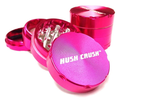 Hush Crush 2" 4-Piece Magnetized Herbal Grinder - Pink - Lighter USA