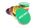 Hush Crush 2.5" 4-Piece Tiered-Towered Magnetized Herb Grinder - Rasta - Lighter USA