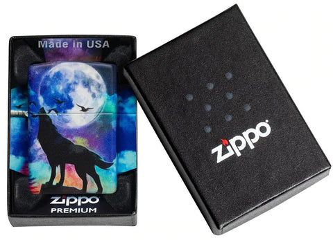 Zippo Lighter - Neon Wolf Howling - Lighter USA