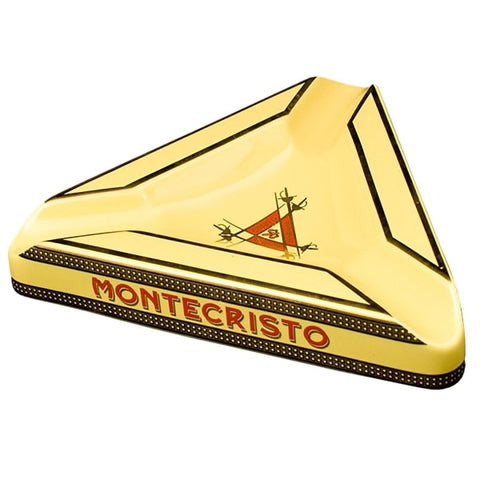 Montecristo Triangle Ceramic Ashtray - Yellow - Lighter USA