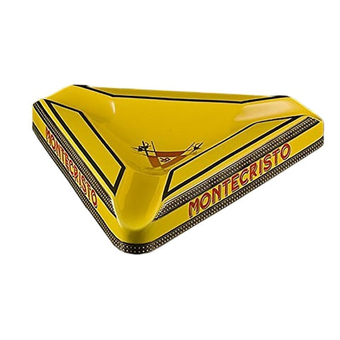 Montecristo Triangle Ceramic Ashtray - Yellow - Lighter USA