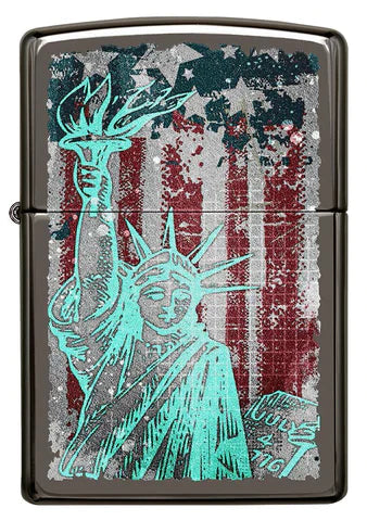 Zippo Lighter - Statue Of Liberty Black Ice - Lighter USA